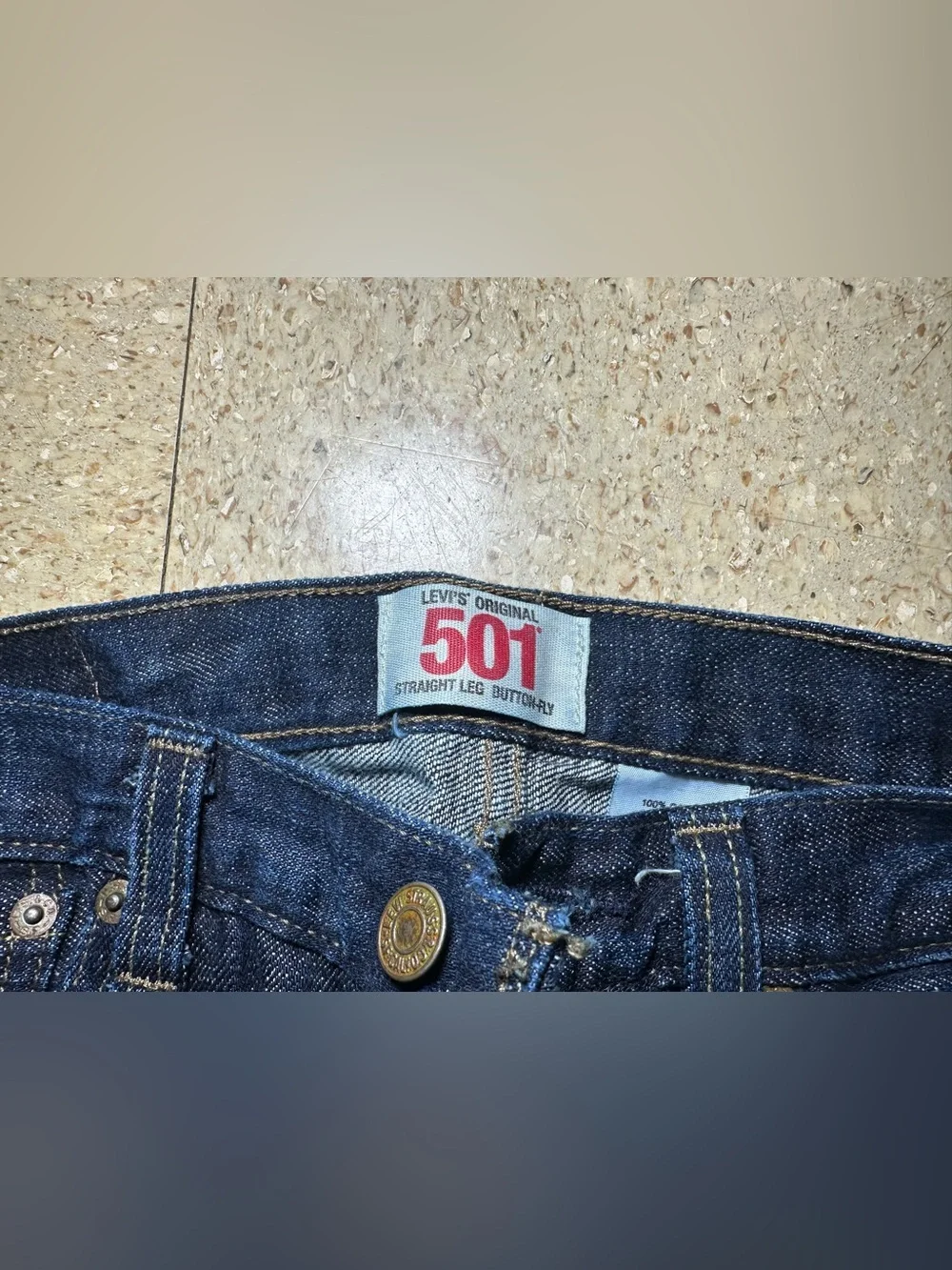 Levis 501XX Mens Blue Straight Button Fly Mid Rise Dark Jeans Sz 32x34